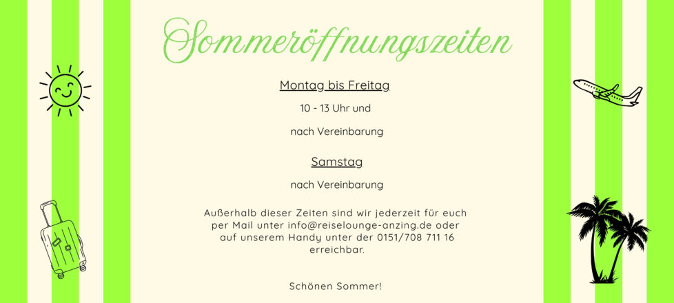 Sommeröffungszeiten 2026