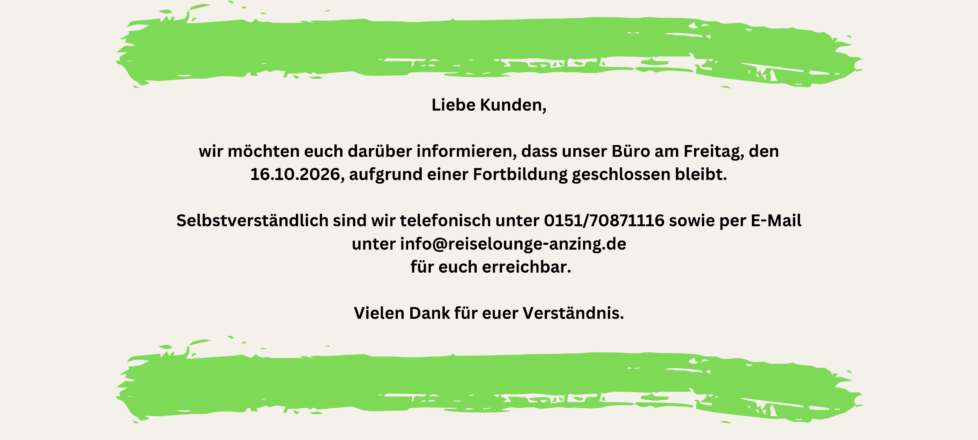 Geschlossen Freitag 16.10.2026